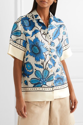Floral-Print Silk-Twill Shirt 