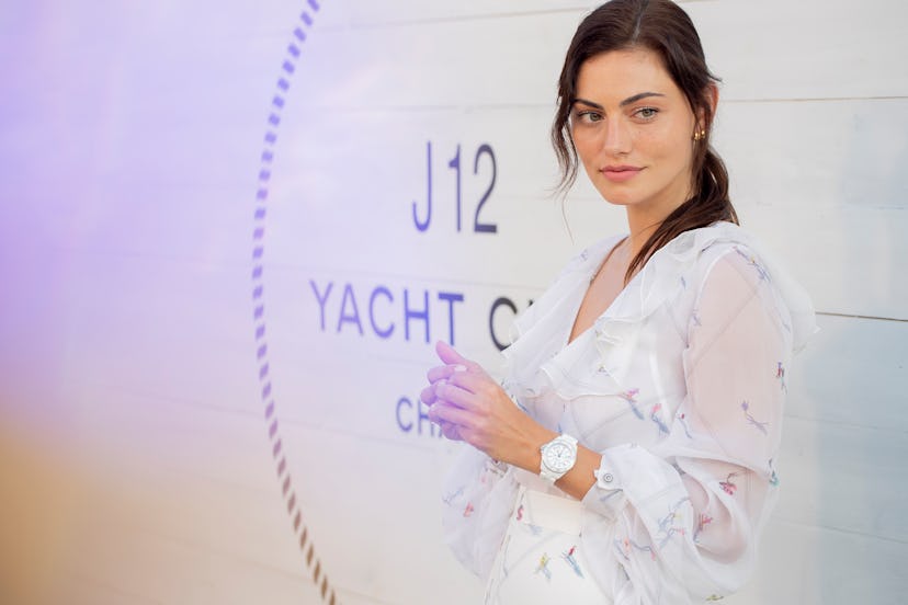 Phoebe Tonkin wears a sheer printed Chanel look for their summer party
