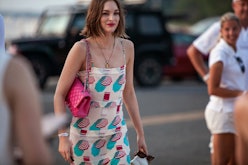 A girl wearing a colorful summer party outfit for Chanel's J12 Soiree