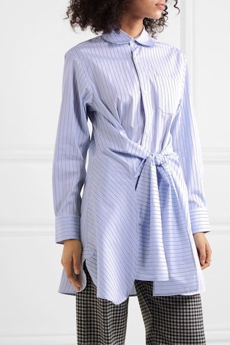 Wright Le Chapelain Knotted Striped Organic Cotton-Poplin Shirt
