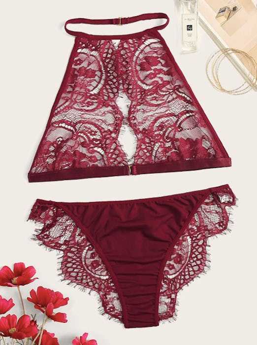 Floral Lace Cutout Lingerie Set