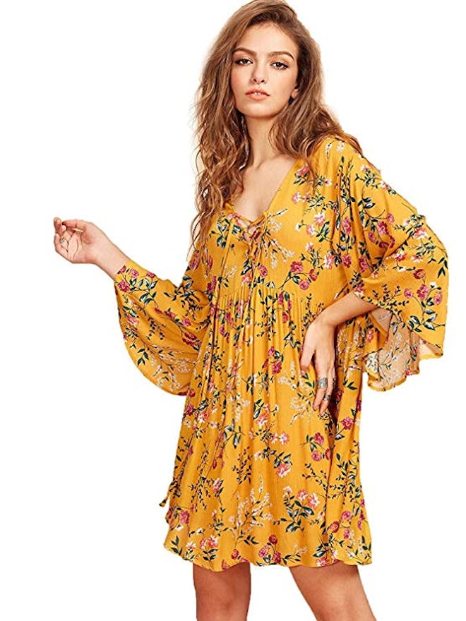 Milumia Floral Print Loose Mini Dress