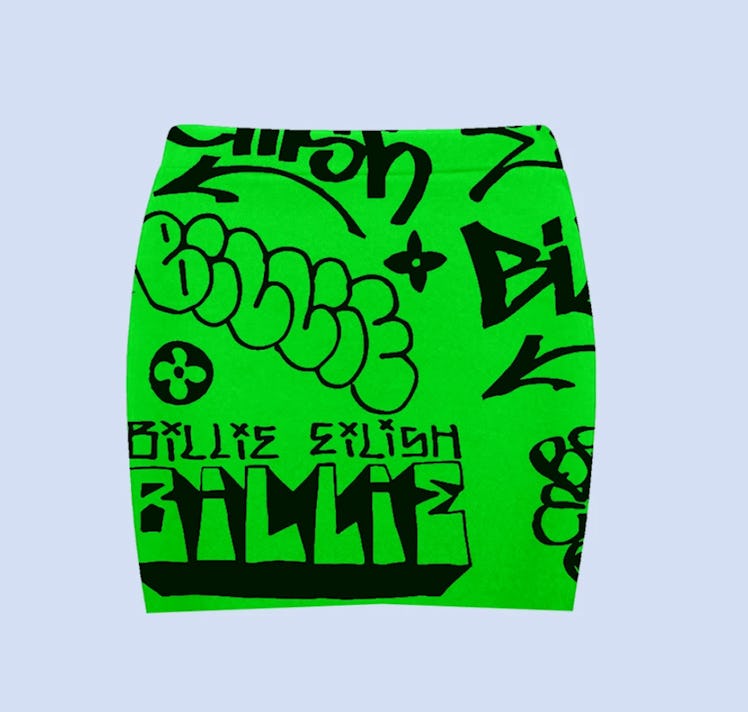 BILLIE EILISH X FREAK CITY GREEN GRAFFITI SKIRT + DIGITAL ALBUM