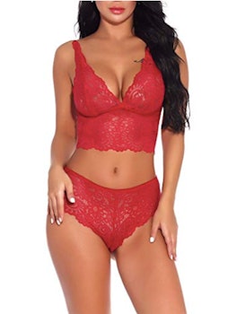 Lziizl Women Sexy Lace Bra and Panty Set