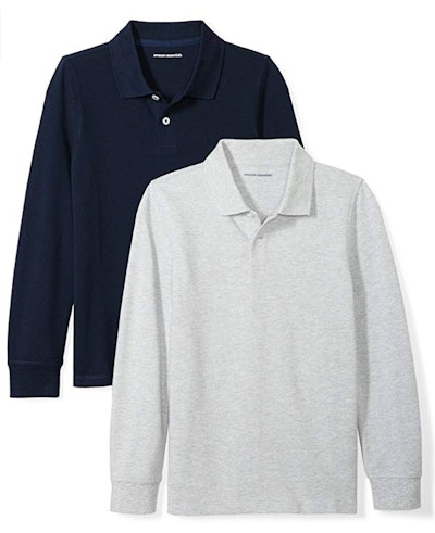 Boys' 2-Pack Long-Sleeve Pique Polo Shirt