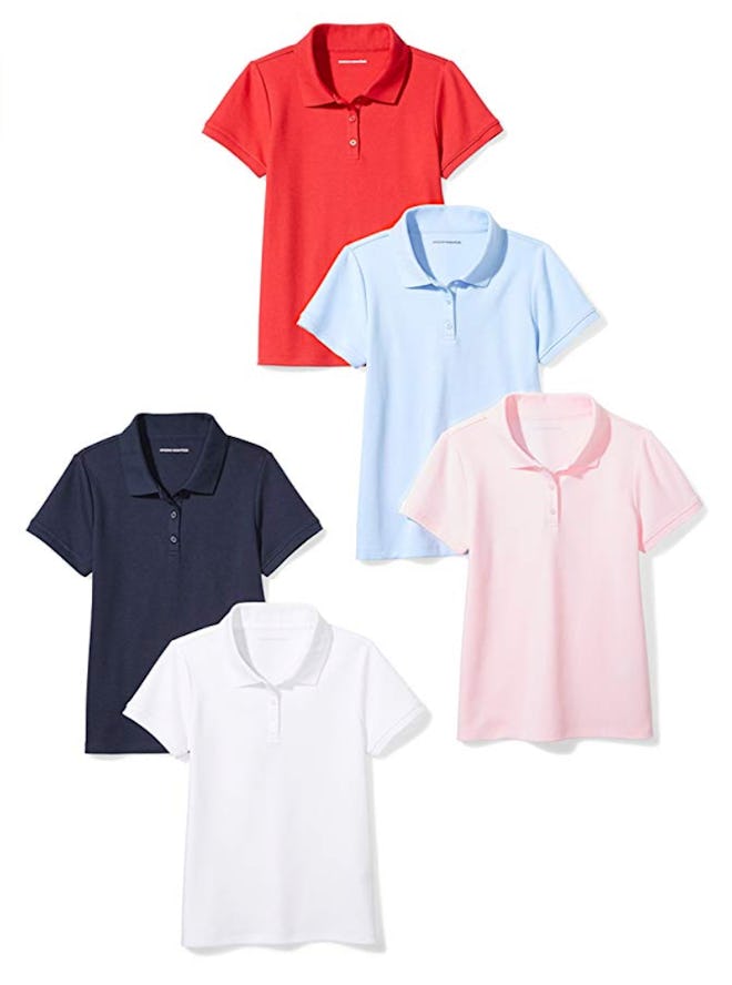 Girls' Short-Sleeve Uniform Interlock Polo 5 Pack