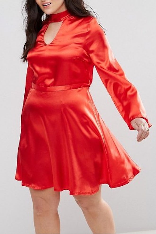 Club L Satin Choker Skater Dress