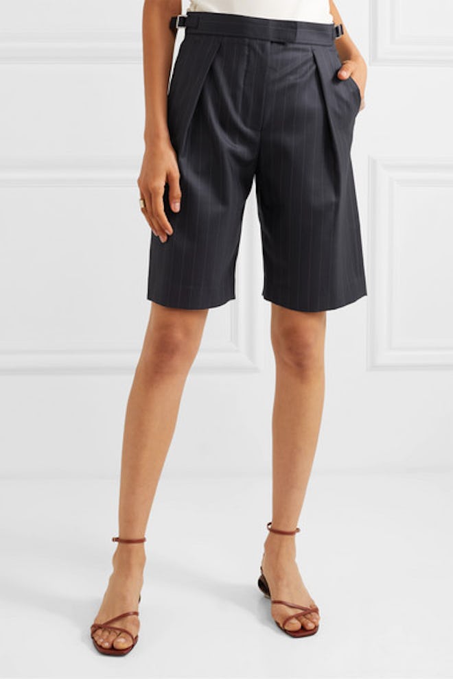 Wright Le Chapelain Pinstriped Wool Shorts