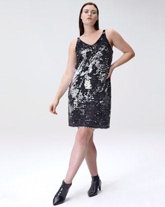 Wonder Sequin Slip Dress - Silver/Black
