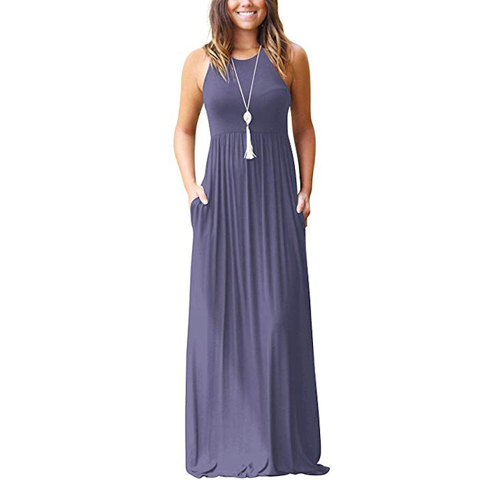 GRECERELLE Sleeveless Racerback Maxi Dress With Pockets