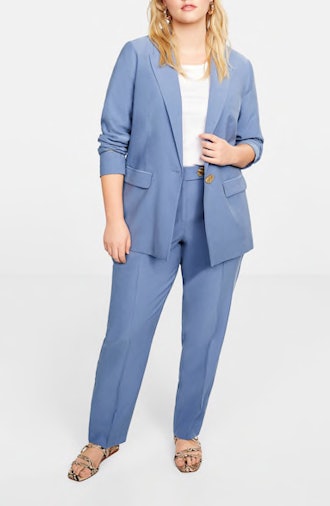 Button Soft Blazer & Straight-Fit Trousers