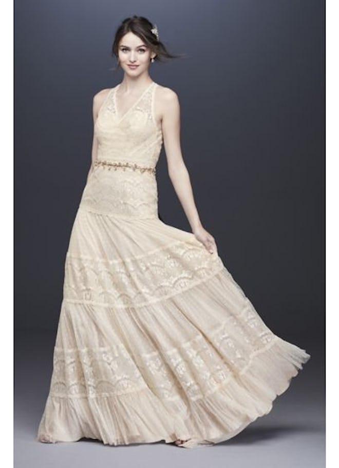 Galina Lace and Point D'Esprit Plus Size Wedding Dress