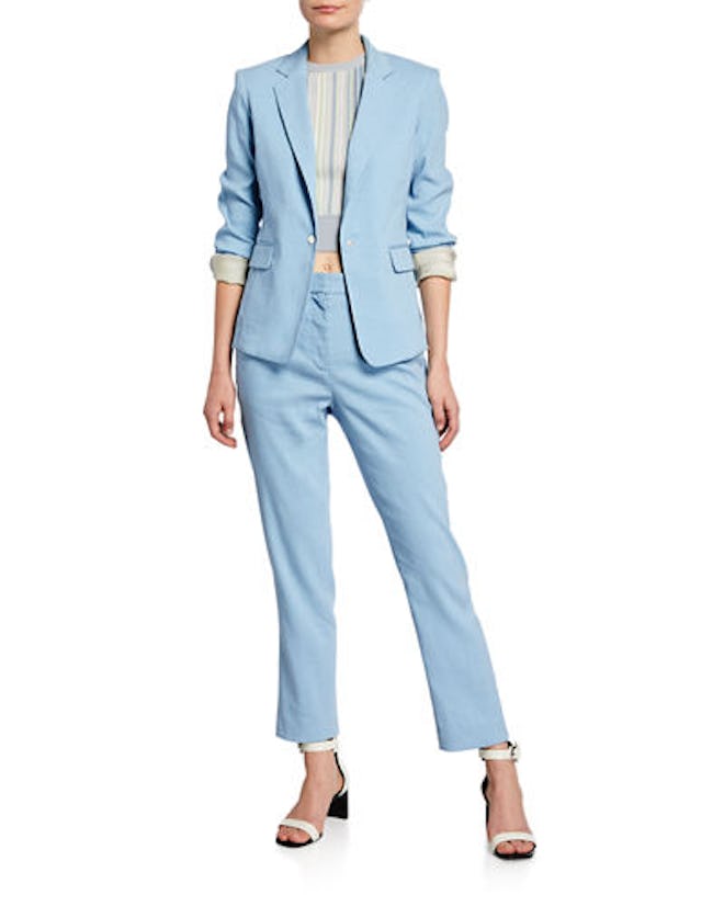 Lucy One-Button Blazer & Poppy Tab-Front Pants