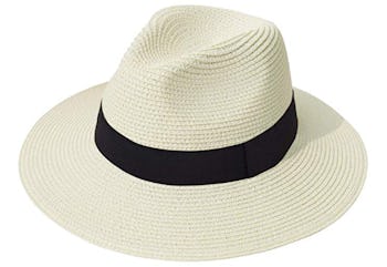 Lanzom Women Wide Brim Straw Panama