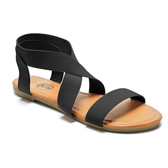 Trary Open Toe Cute Elastic Flat Sandals for Women