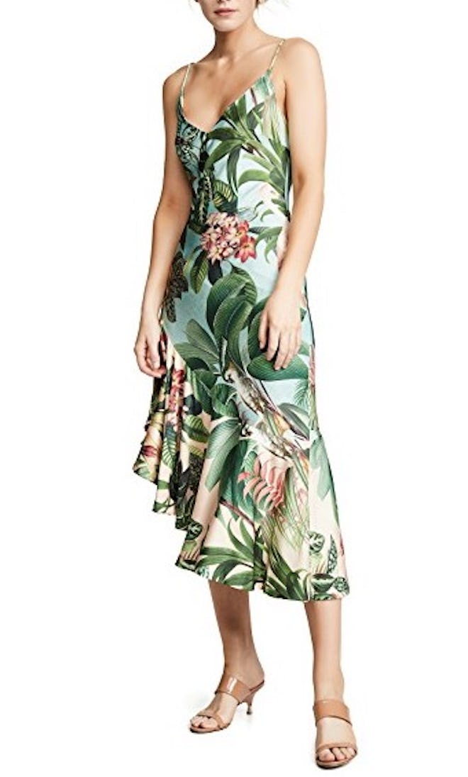 Paradise Print Ruffle Slip Dress  