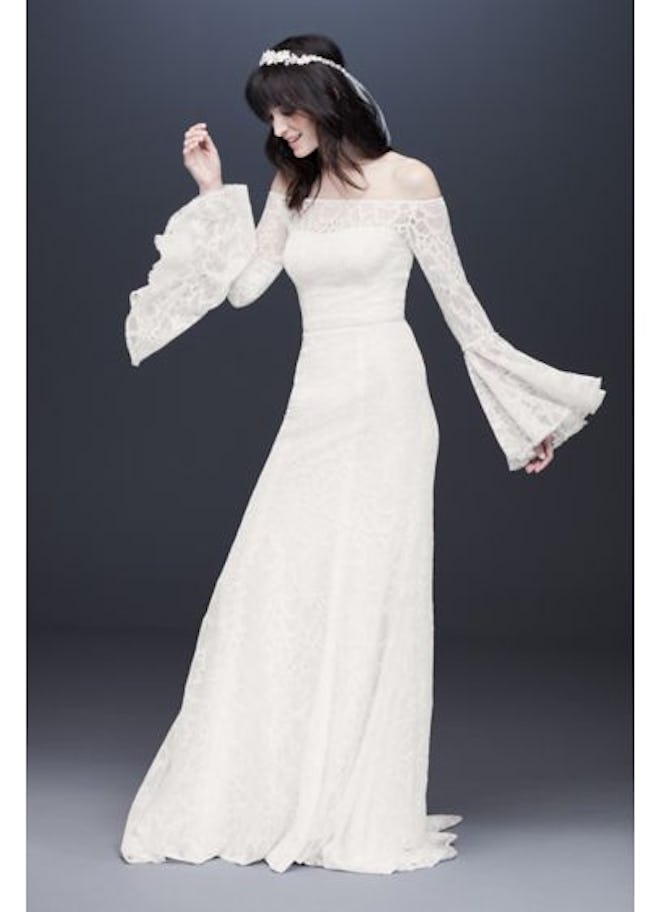 Galina Bell Sleeve Off-the-Shoulder Lace Wedding Dress