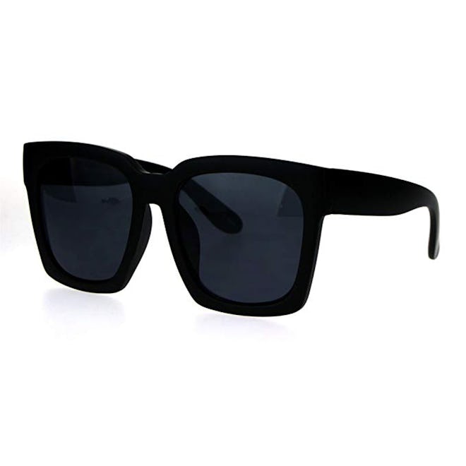 SA106 Womens Boyfriend Style Oversize Horned Rim Thick Plastic Sunglasses