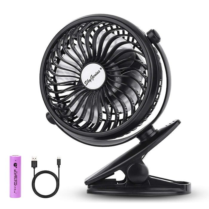 SkyGenius Battery Operated Clip On Mini Desk Fan 