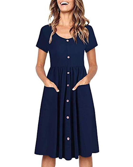 OUGES Button-Down Skater Dress 