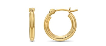 Tilo Jewelry 14k Yellow Gold Classic Shiny Polished Round Hoop Earrings