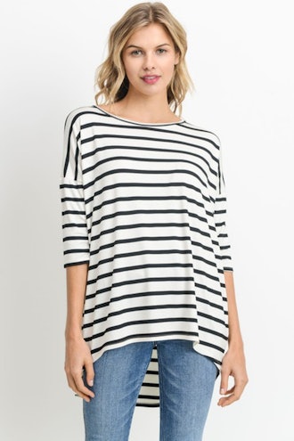 LUVAGE Relaxed Striped Tunic Top
