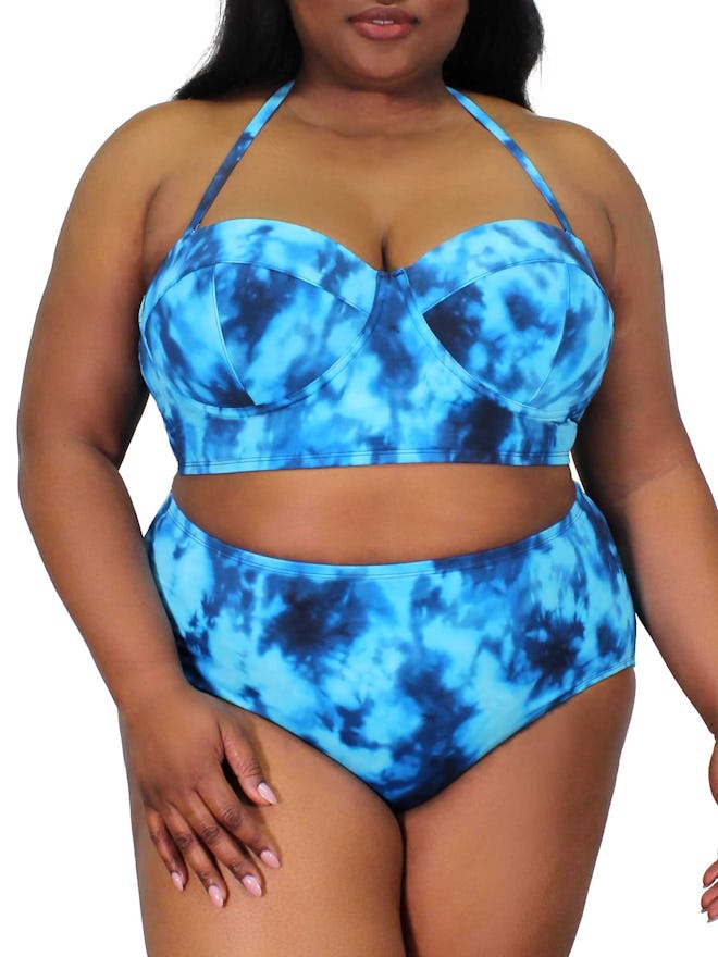 100 Degrees Women's Plus-Size Bikini with Underwire Rib Tickler Swimsuit Top