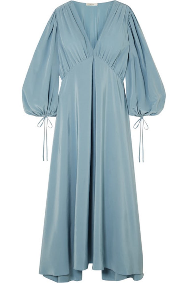 The Row Sante Gathered Silk Crepe de Chine Maxi Dress