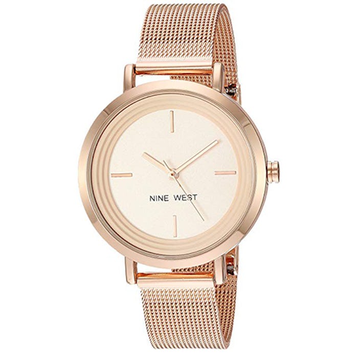 Nine West Women's Gold-Tone Mesh Bracelet Watch