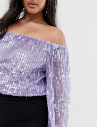 Sequin Top with Blouson Sleeve