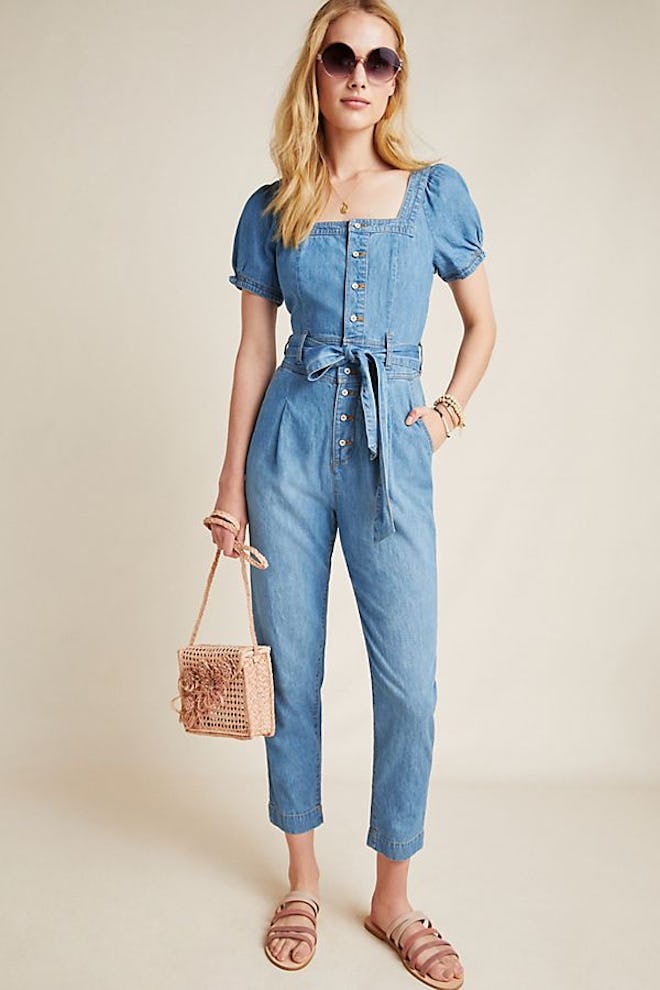 Pilcro Square Necked Denim Jumpsuit