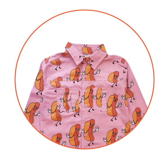 Hot Dogs Collared Shirt