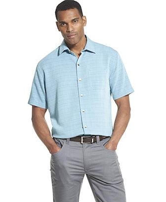 Van Heusen Men's Big And Tall Air Short-Sleeve Button-Down Grid Shirt