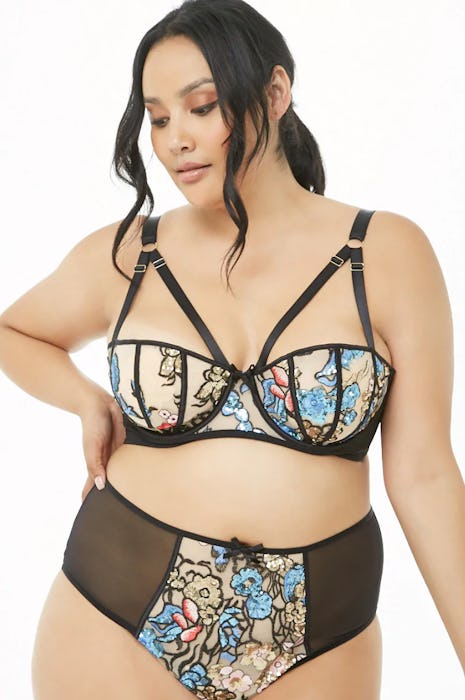 Plus Size Gabi Fresh x Playful Promises Floral Sequin Bra