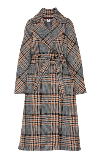 Belted Checked Wool Coat
