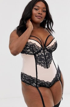 Simply Be Lace Body with Cup Strapping & Suspender Belts 