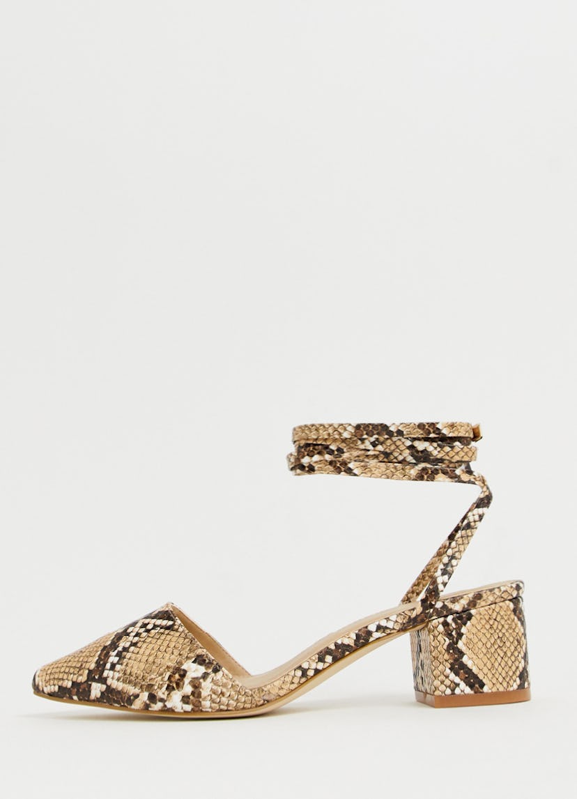 RAID Arve snake ankle tie mid heeled shoes