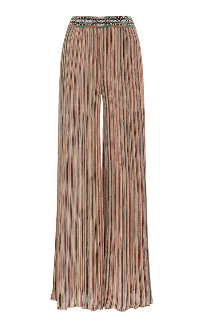 Striped Stretch-Knit Flared Pants