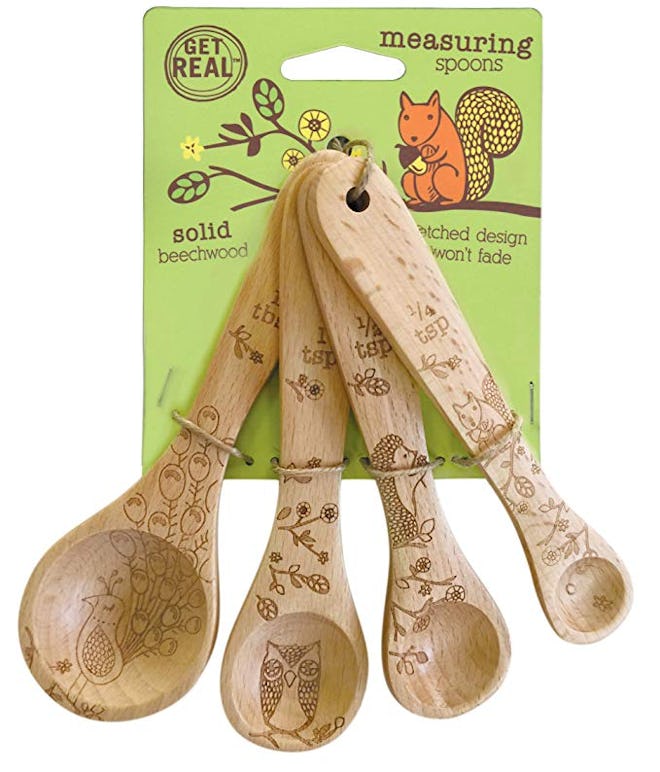 Talisman Designs Laser Etched With Woodland Design Beechwood Measuring Spoons