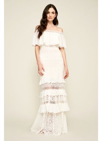 Tadashi Shoji Alexia Tiered Lace Off-the-Shoulder Wedding Dress