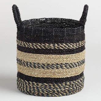 Medium Black And Natural Seagrass Calista Tote Basket
