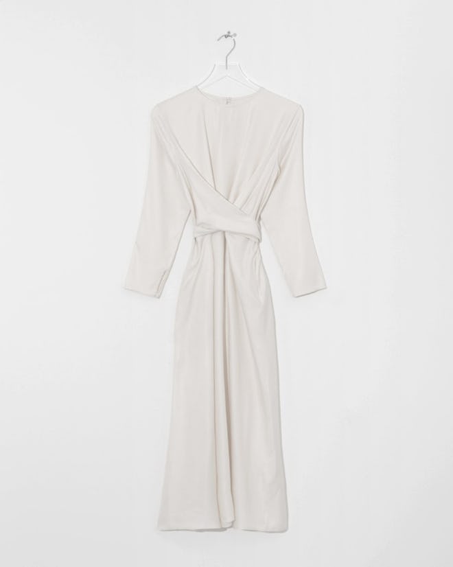 White Gathered Waist Dress