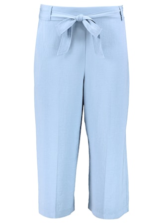 Pale Blue Twill Cropped Trousers