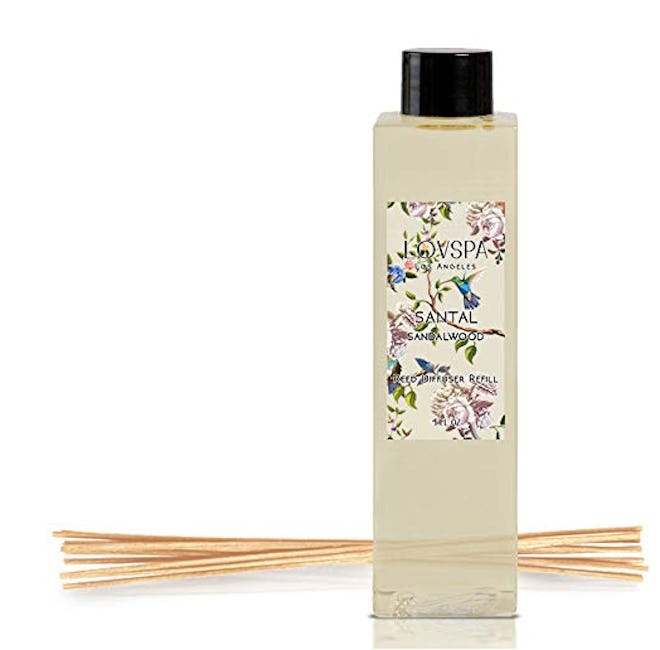 LOVSPA Santal (Sandalwood) Reed Diffuser Oil Refill with Replacement Reed Sticks