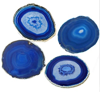 AMOYSTONE Blue Agate Coasters (Set of 4)