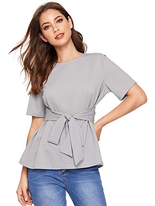 Floerns Tie Waist Blouse 