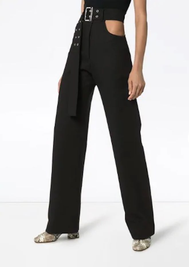 Cut-Out Belted Trousers