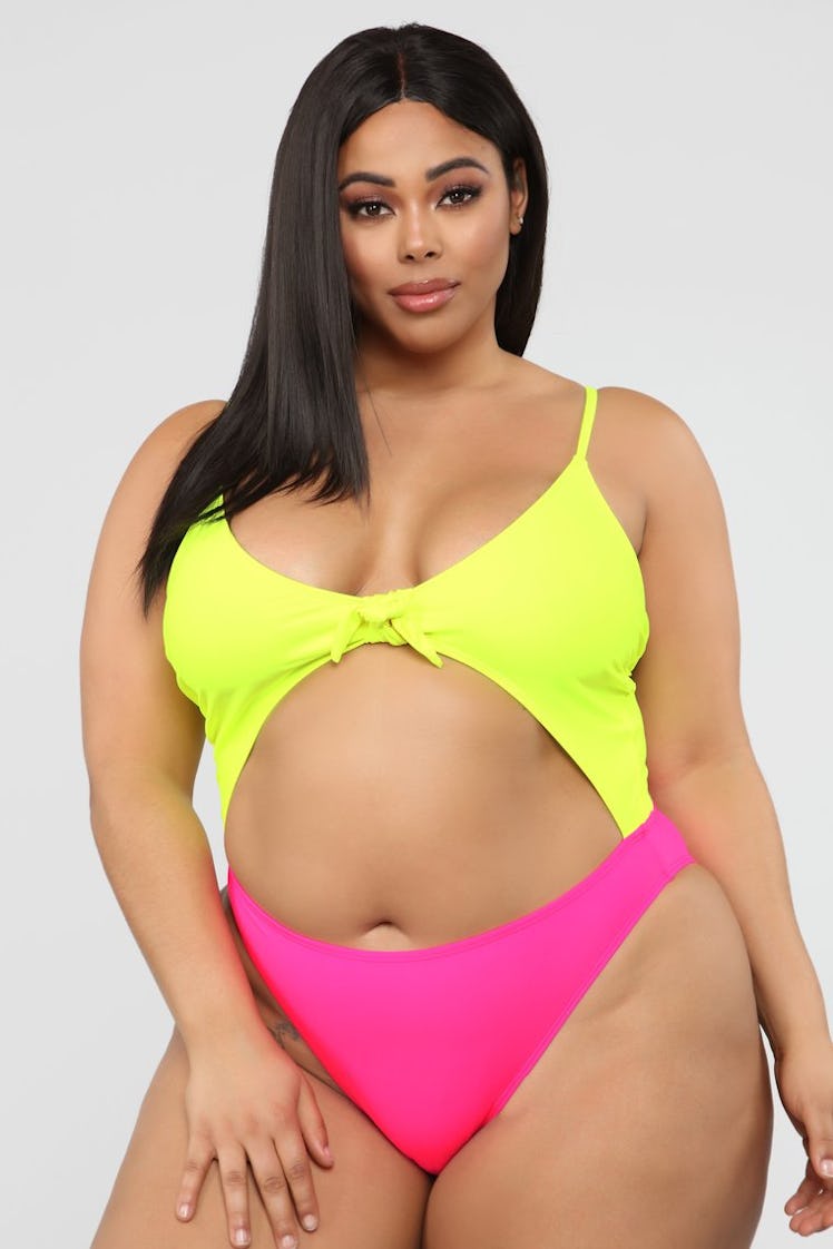 Royally Tied Swimsuit - Neon Yellow/Pink