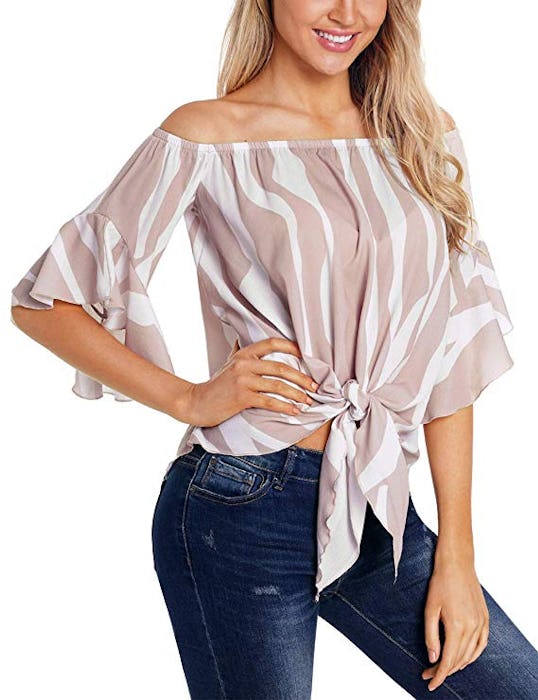 RSM &CHENG Striped Off-Shoulder Top 