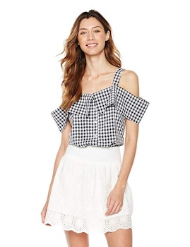 Plumberry Gingham Off-Shoulder Blouse 